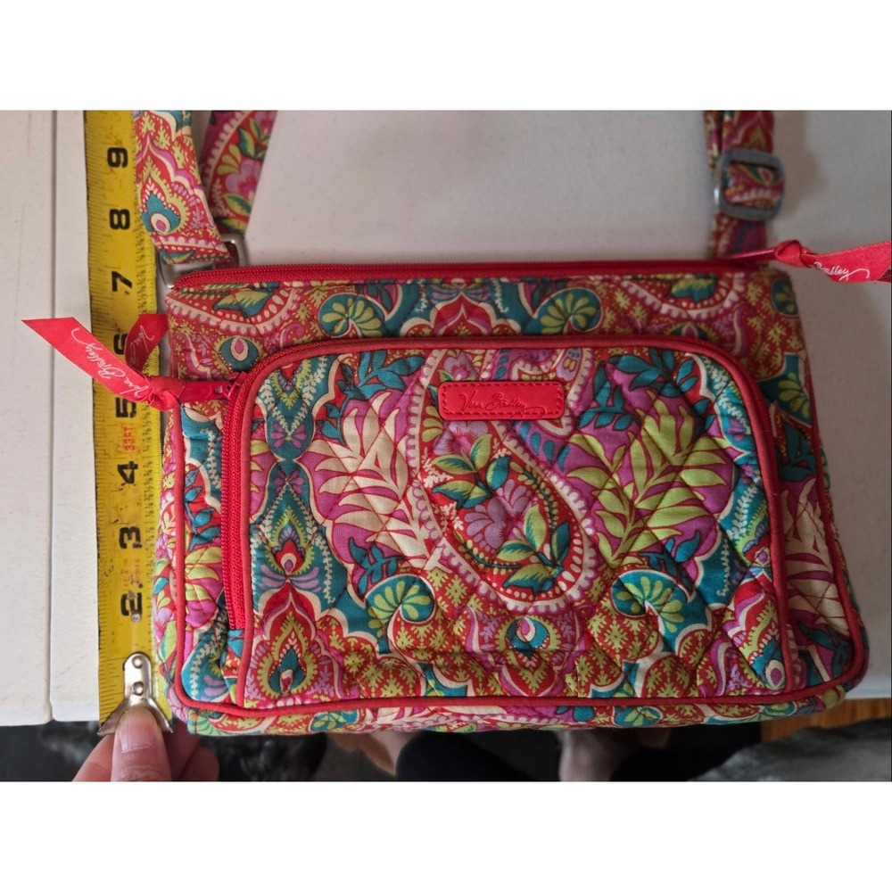 Vera Bradley‎ Quilted Paisley Crossbody Bag Red Pink Green Blue Adjustable Strap - Picture 6 of 8